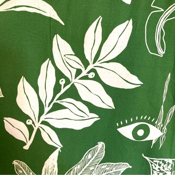 NEW FARM Rio Forest Soul Mix Midi Dress Tropical Green White Tiered Size XL - Picture 14 of 16